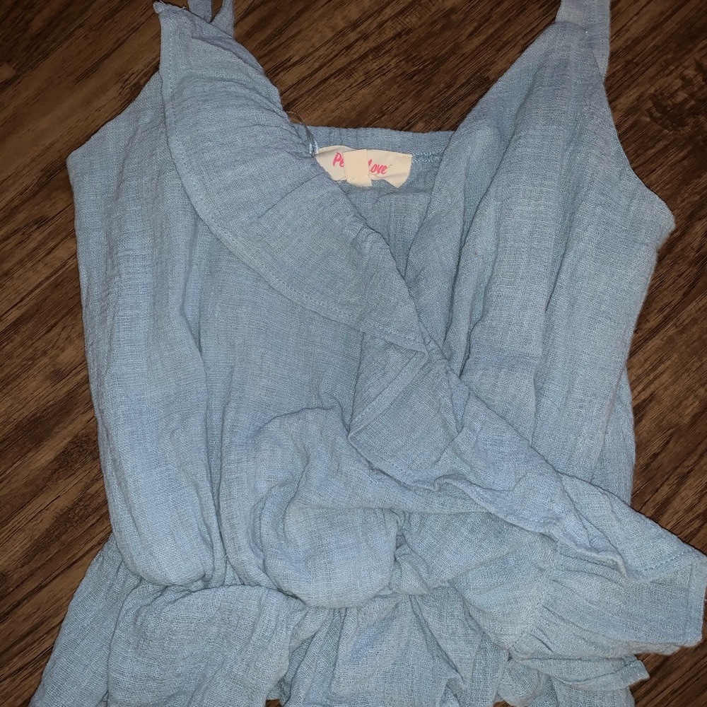 Blue Ruffle Tank Top - Picture 2 of 3